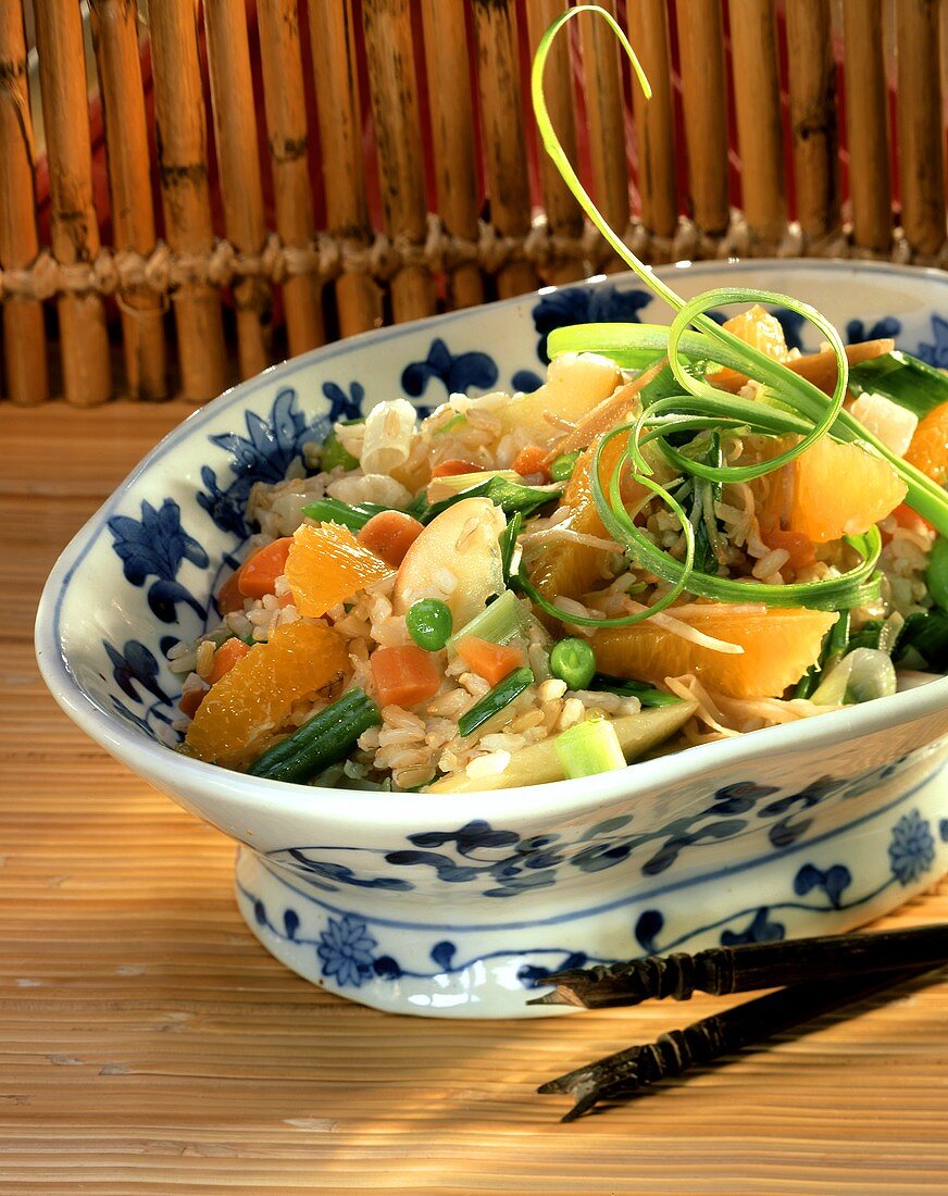 Japanese sweet and sour vegetables on rice