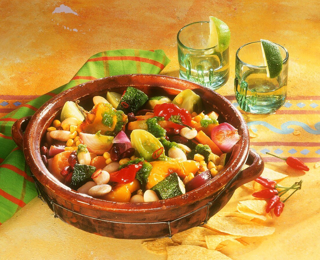 Mexican vegetable stew with sweet potatoes, beans etc