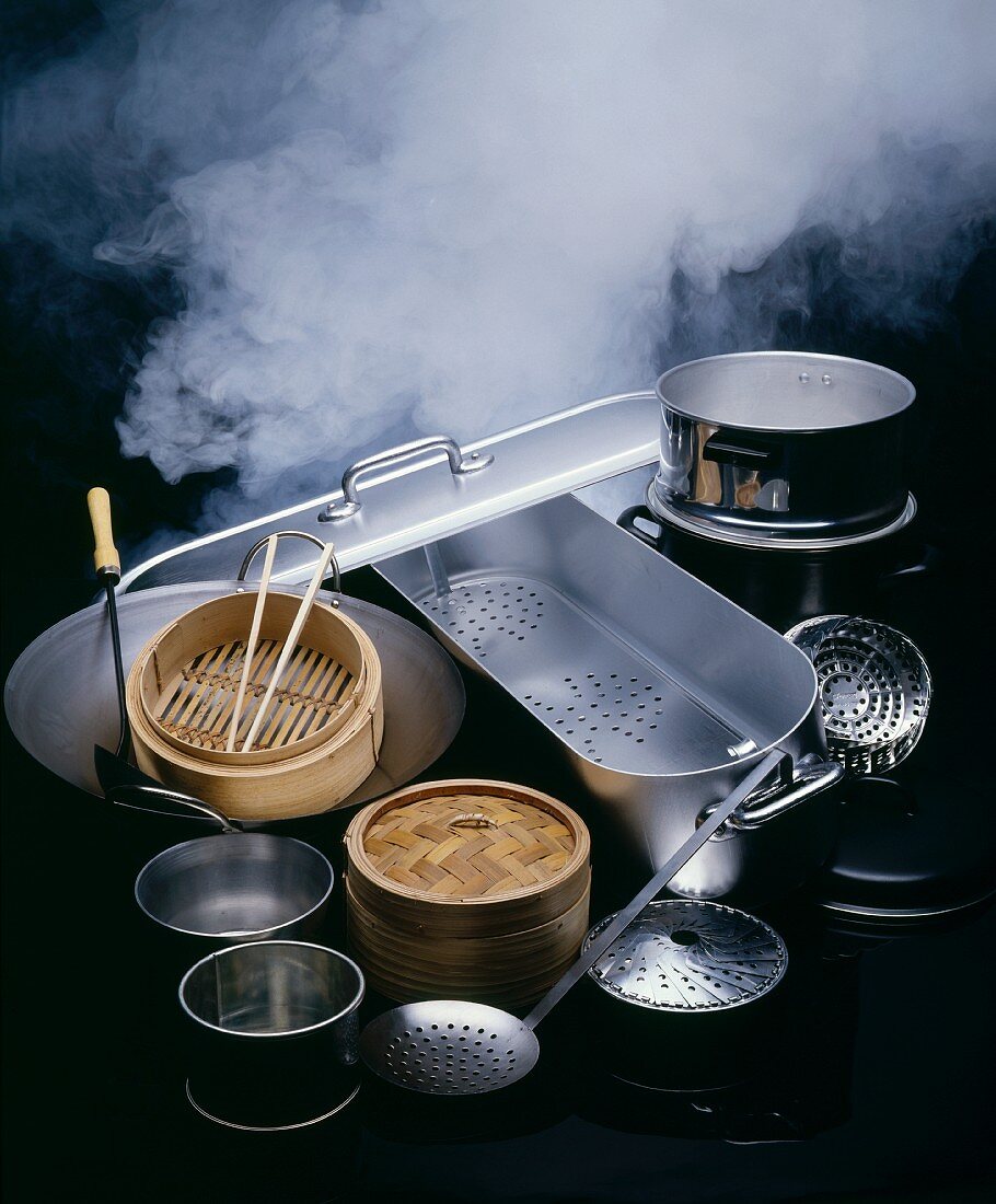 Various Asian kitchen utensils