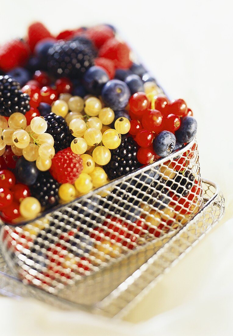 Assorted Berries in a Wire Basket