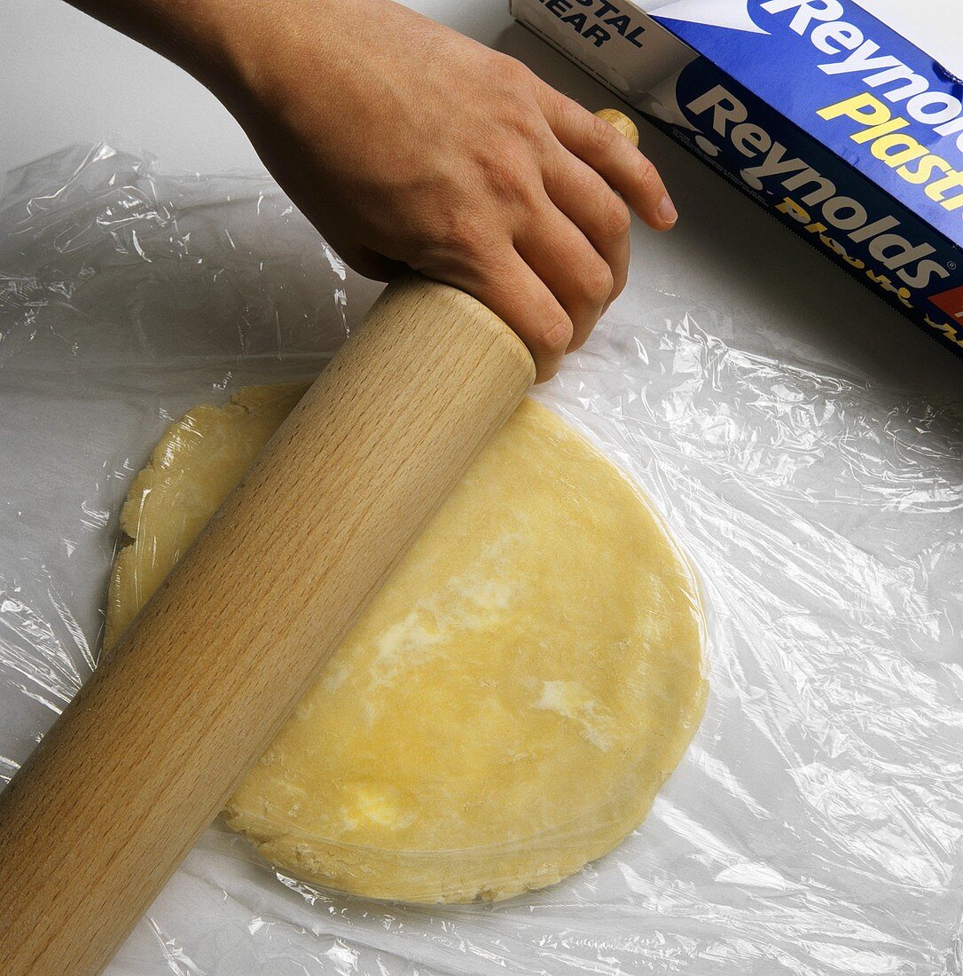 Making beef pot pie: rolling out the pastry