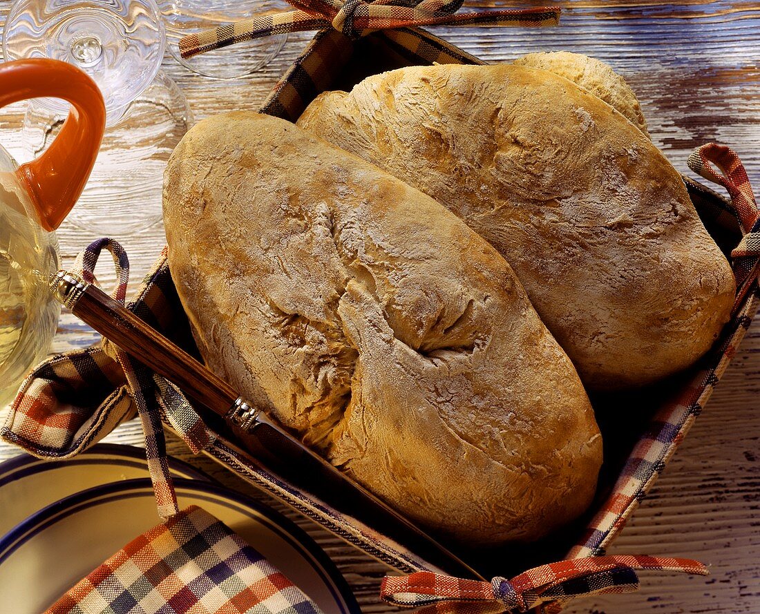 Sauerkraut bread (two loaves) in bread basket