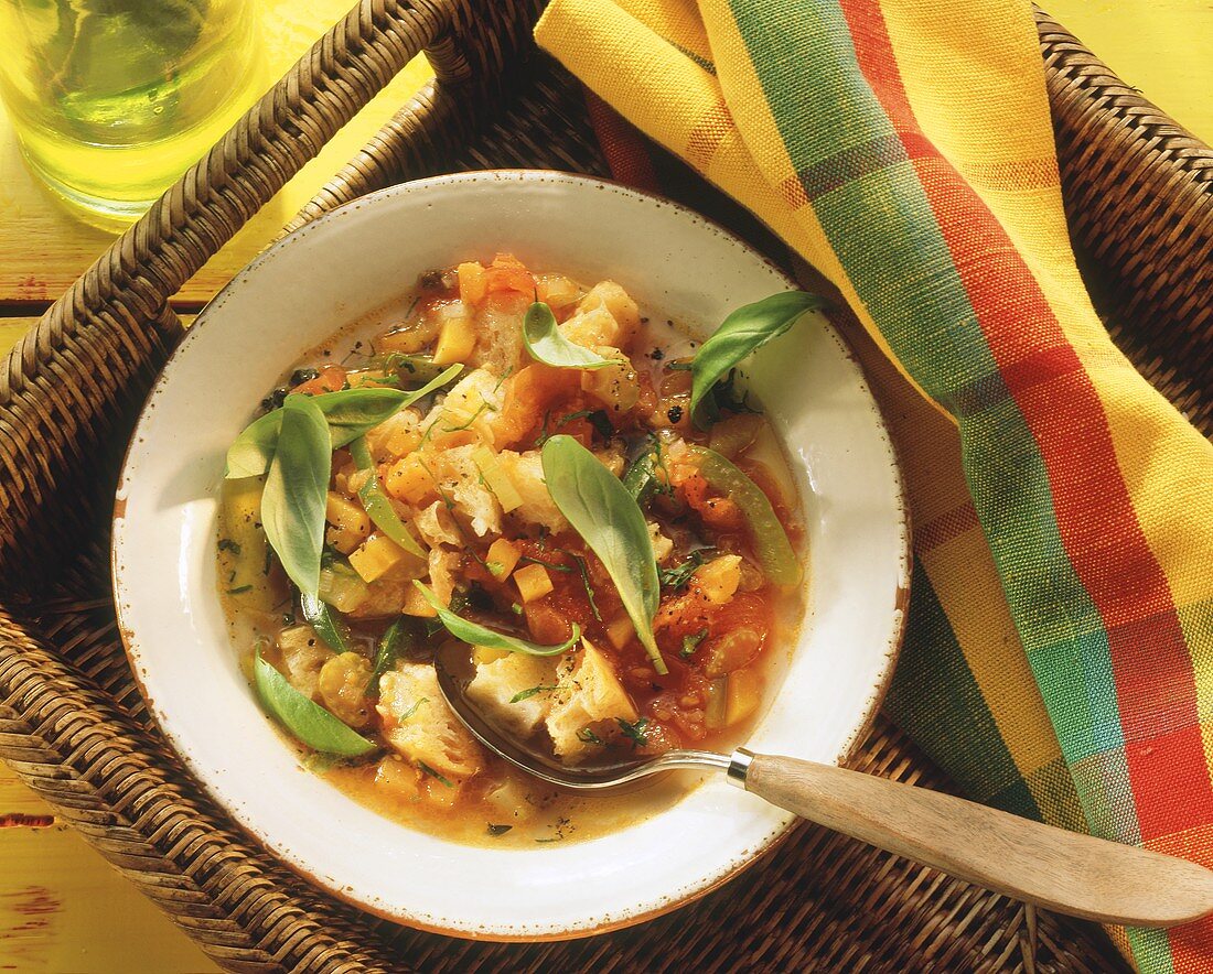 Pan cotto (bread soup with pumpkin & basil, Italy)