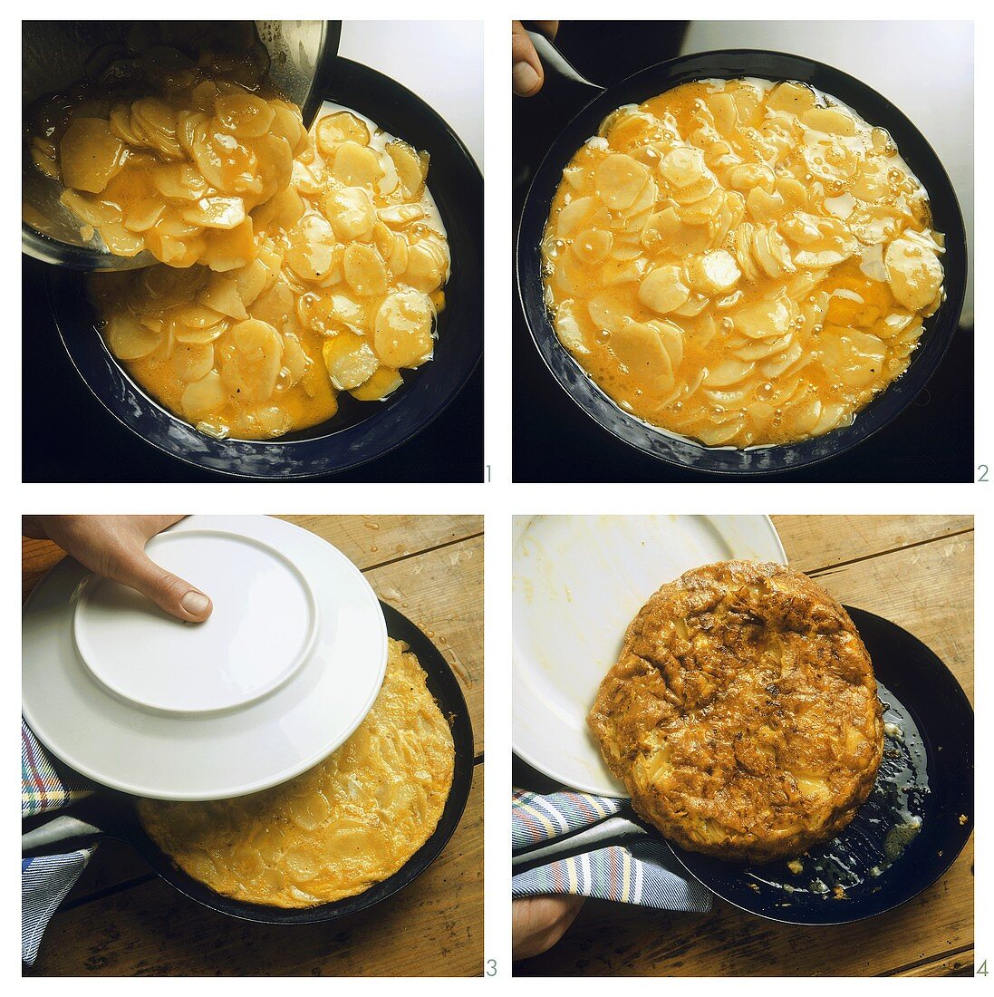 Making tortilla de patatas (potato omelette)