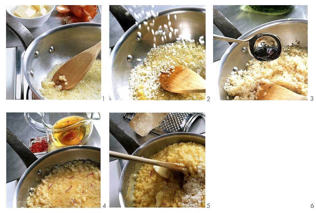 Preparing risotto with saffron