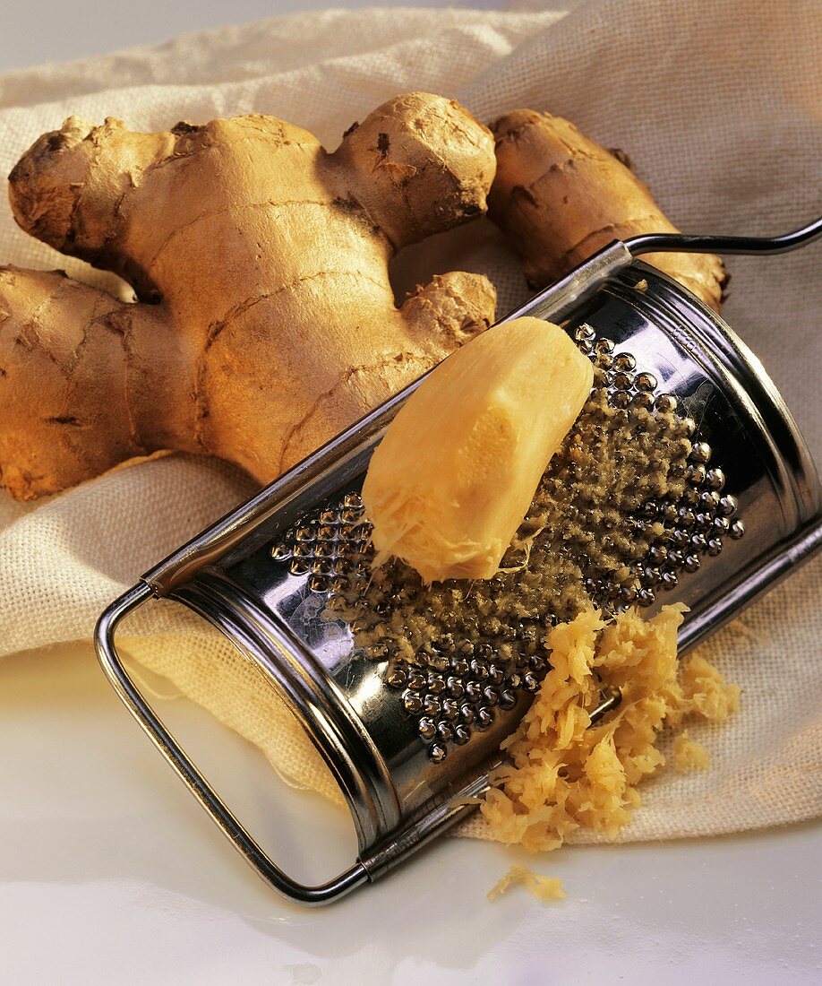 Ginger root with grater