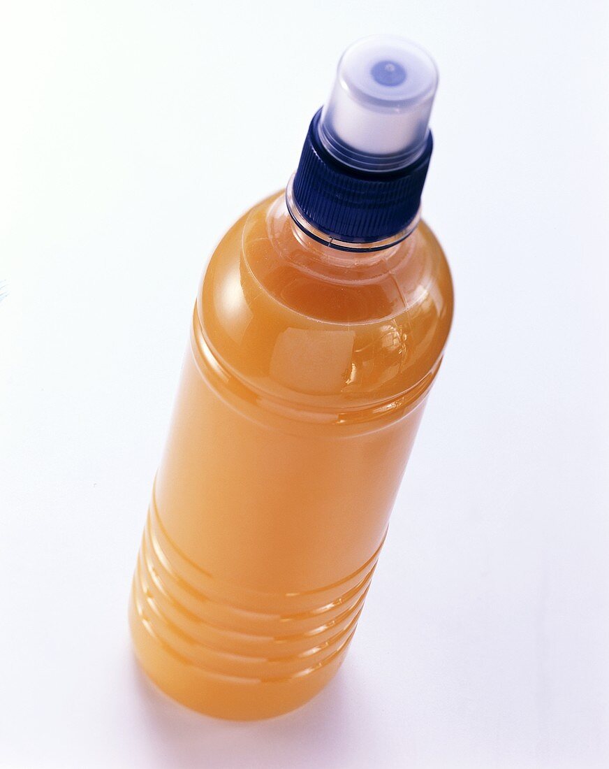 Orange juice in a plastic bottle