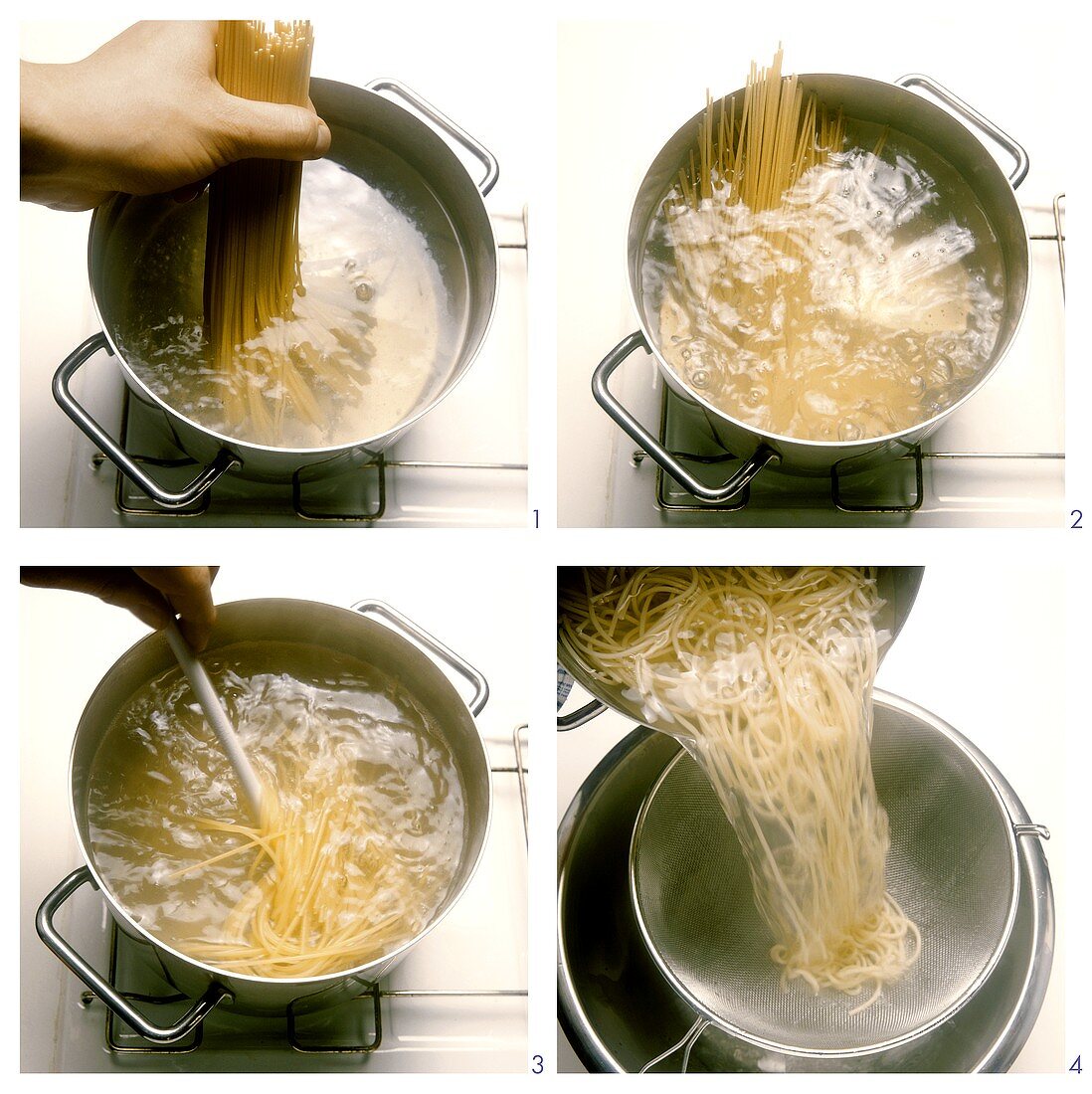 Cooking and draining spaghetti