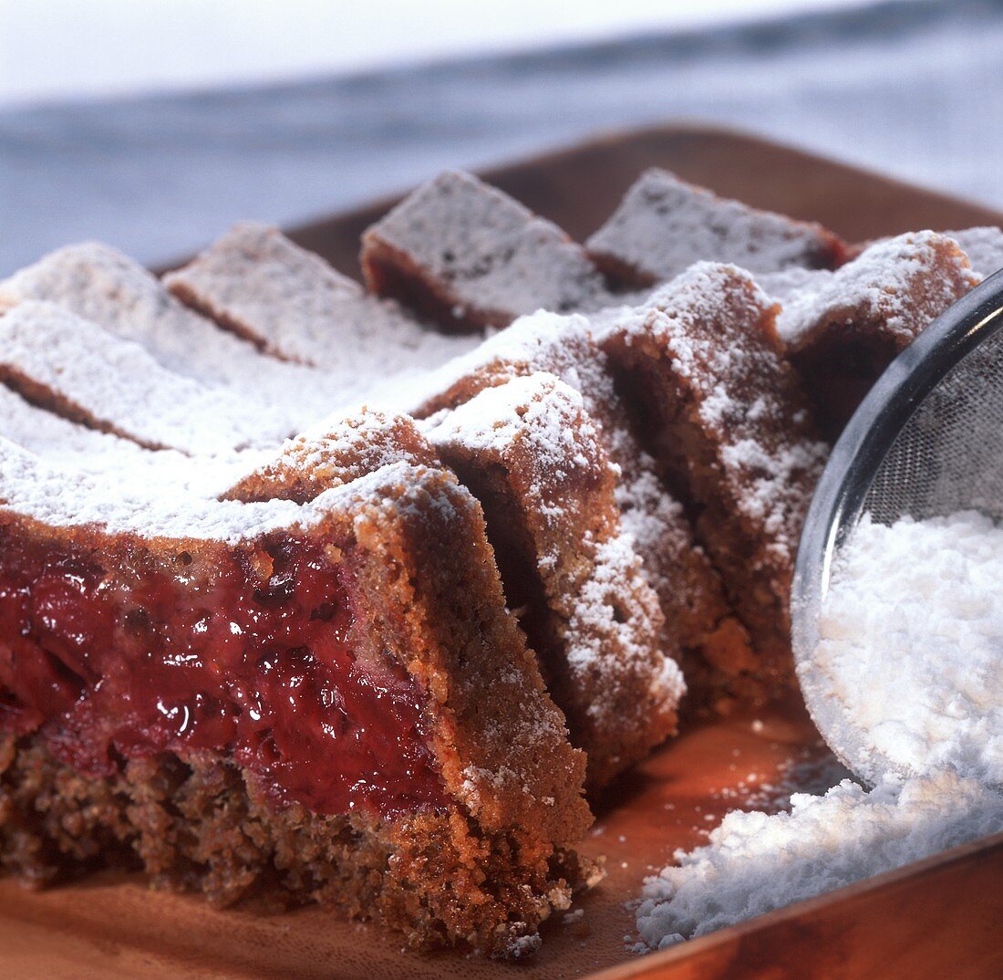 Bread cherry cake with icing sugar