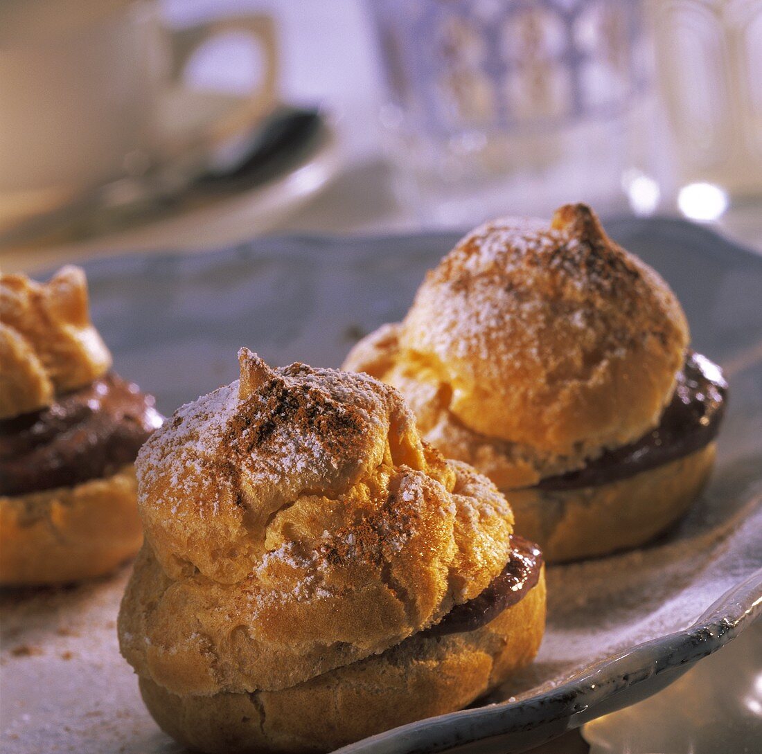 Cream puff with chocolate filling