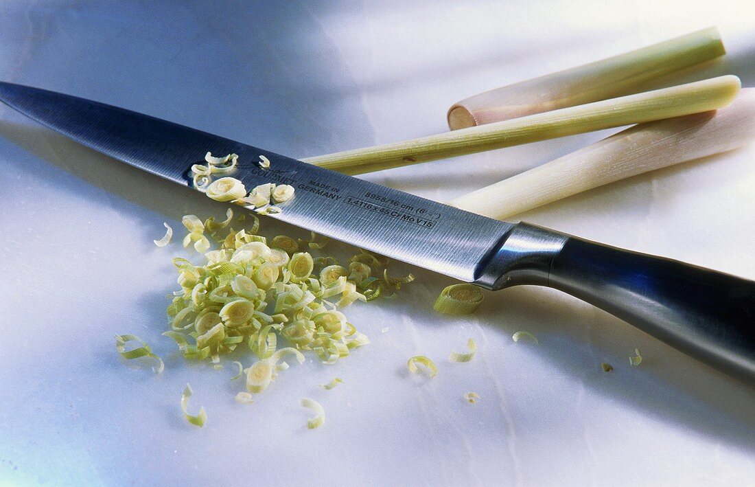 Chopping lemon grass