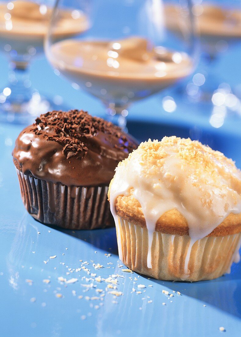 Baileys muffin and coconut liqueur muffin in paper cases