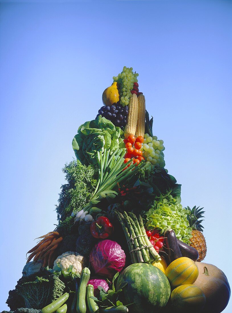 Vegetable mountain with fresh fruit