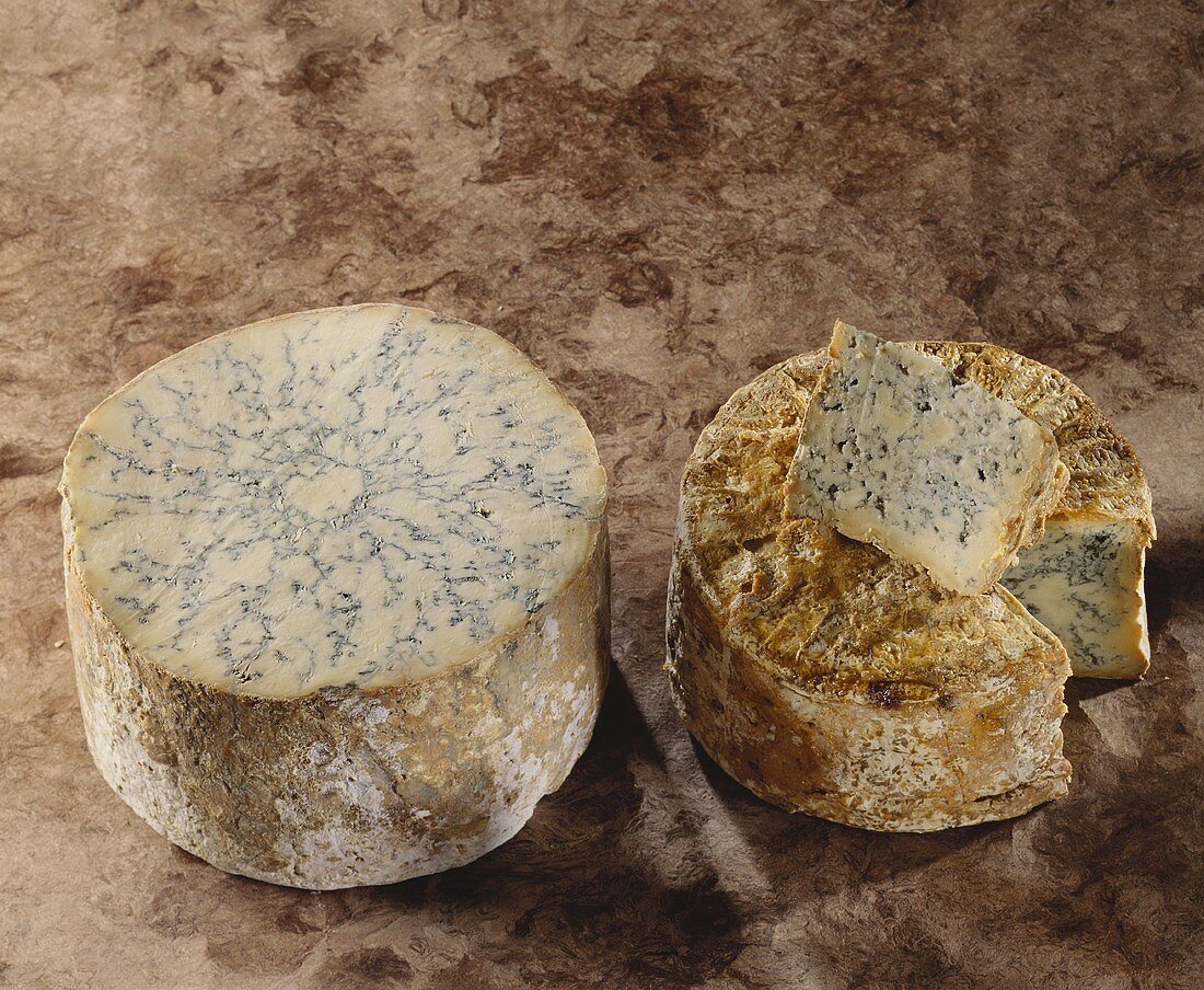 Blue Stilton Cheese und spanischer Blauschimmelkäse Cabrales