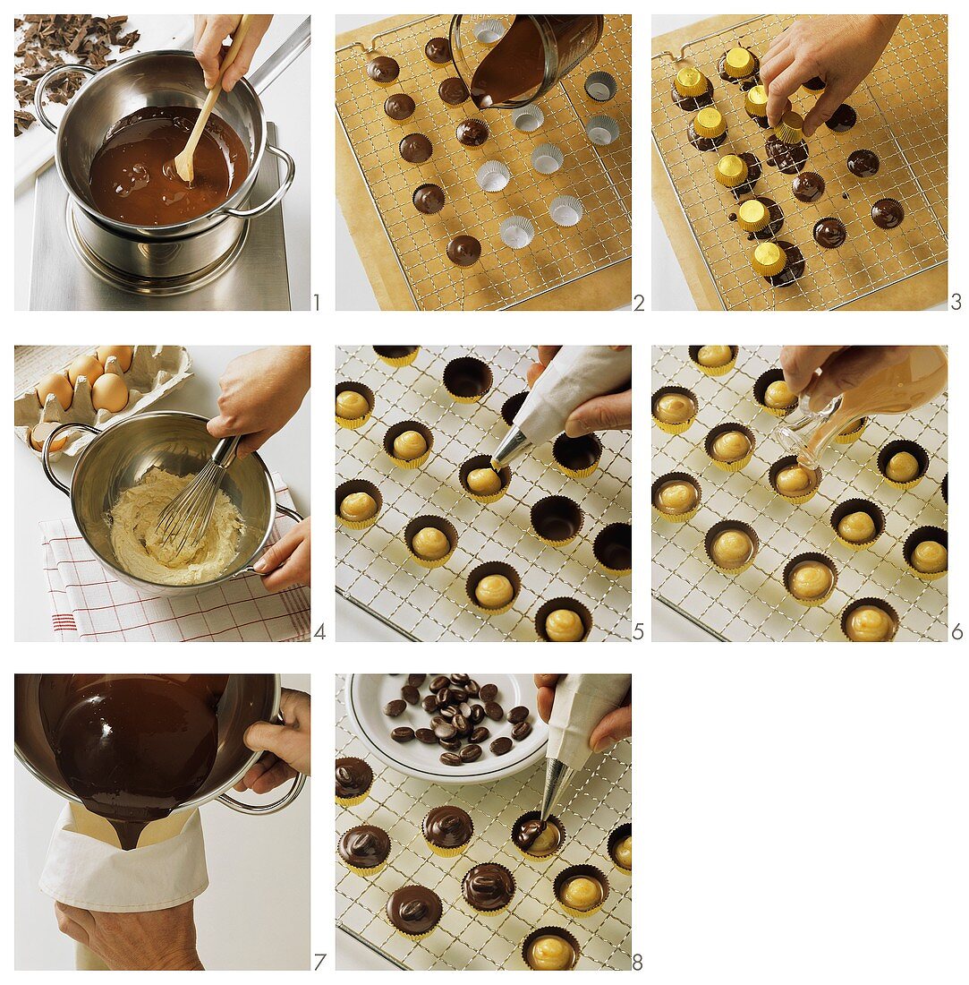 Making mocha cream chocolates