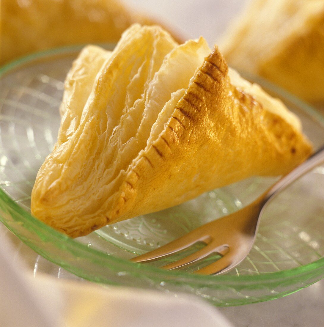 Quark pasties on glass plate with fork