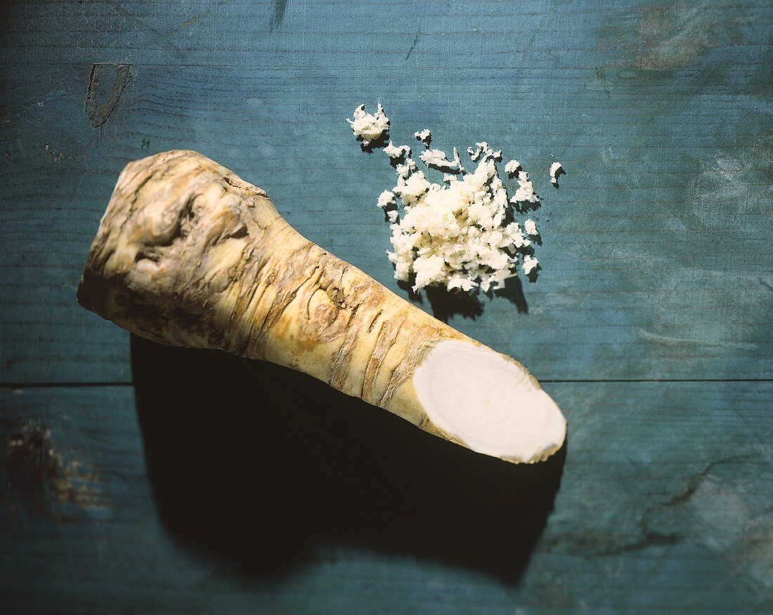 Horseradish on a blue background