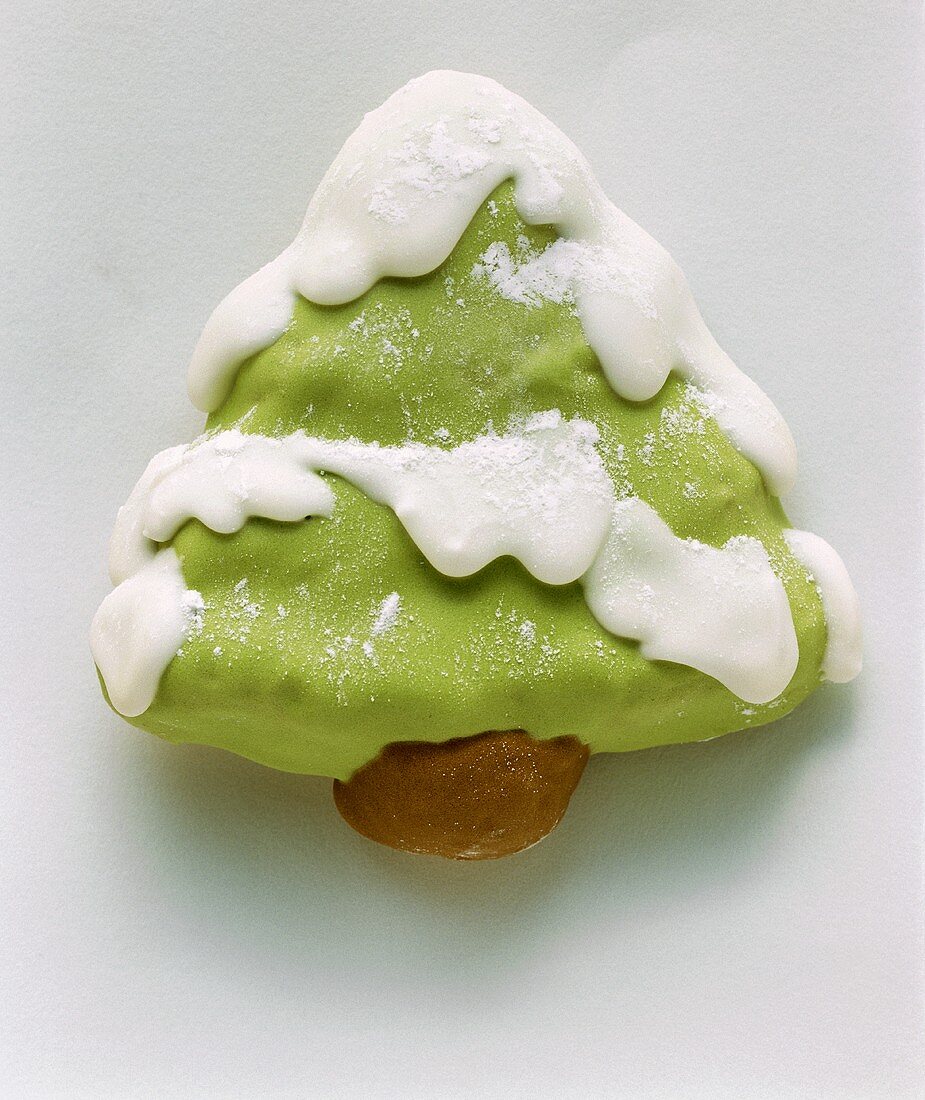 Fir tree biscuits, decorated with icing
