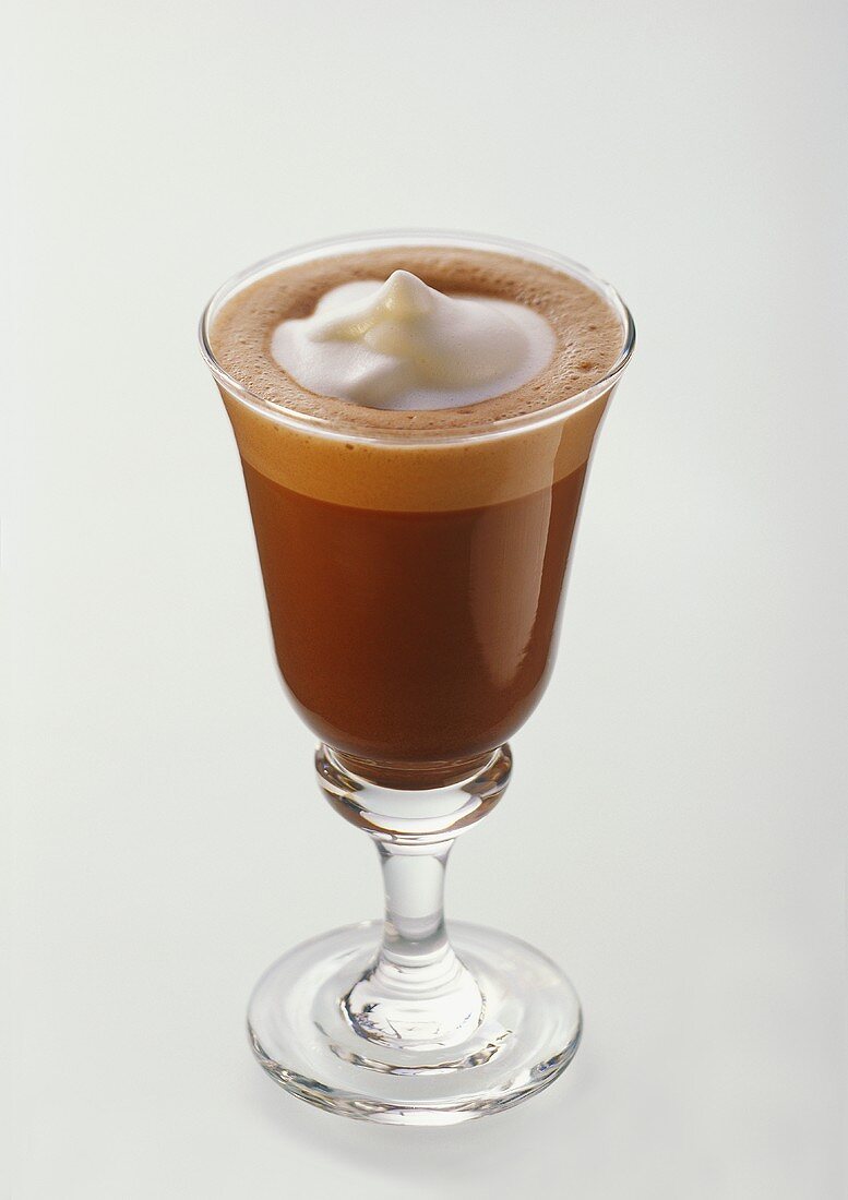 Hot chocolate with cream in a glass