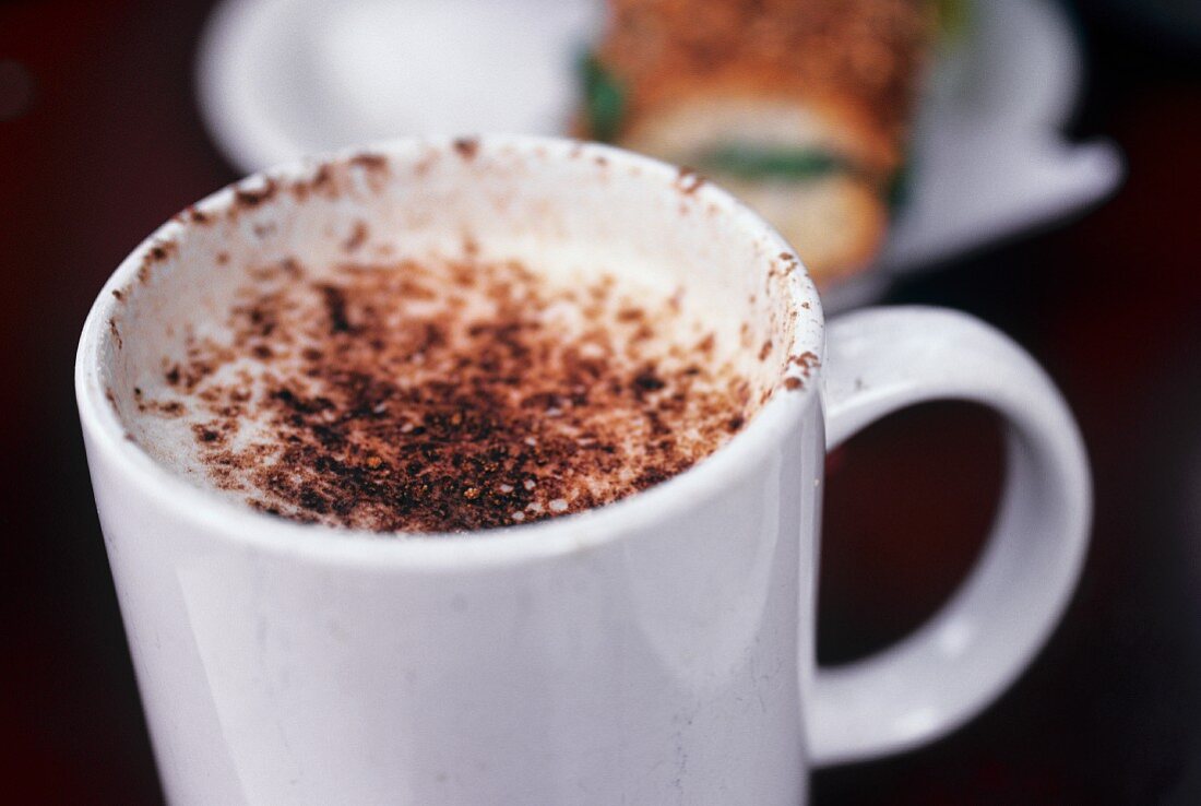 Frothy milk with cocoa powder