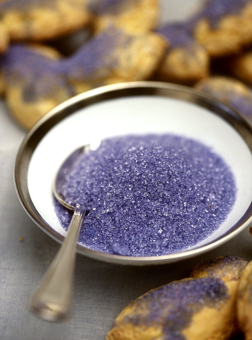 Violet sugar for decorating cakes