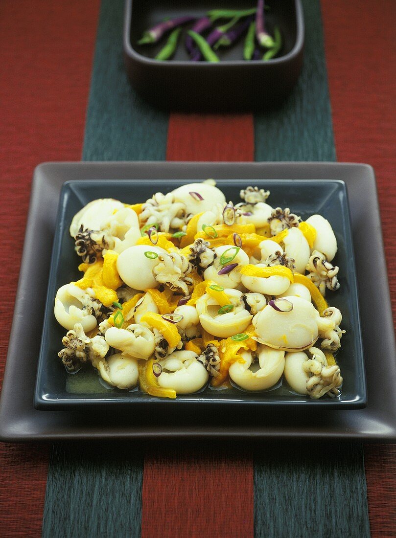 Cuttlefish salad with yellow peppers
