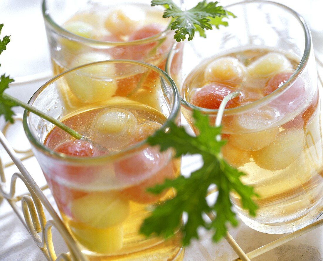 Melon punch in three glasses