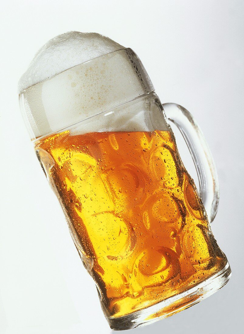 Light beer in a glass tankard