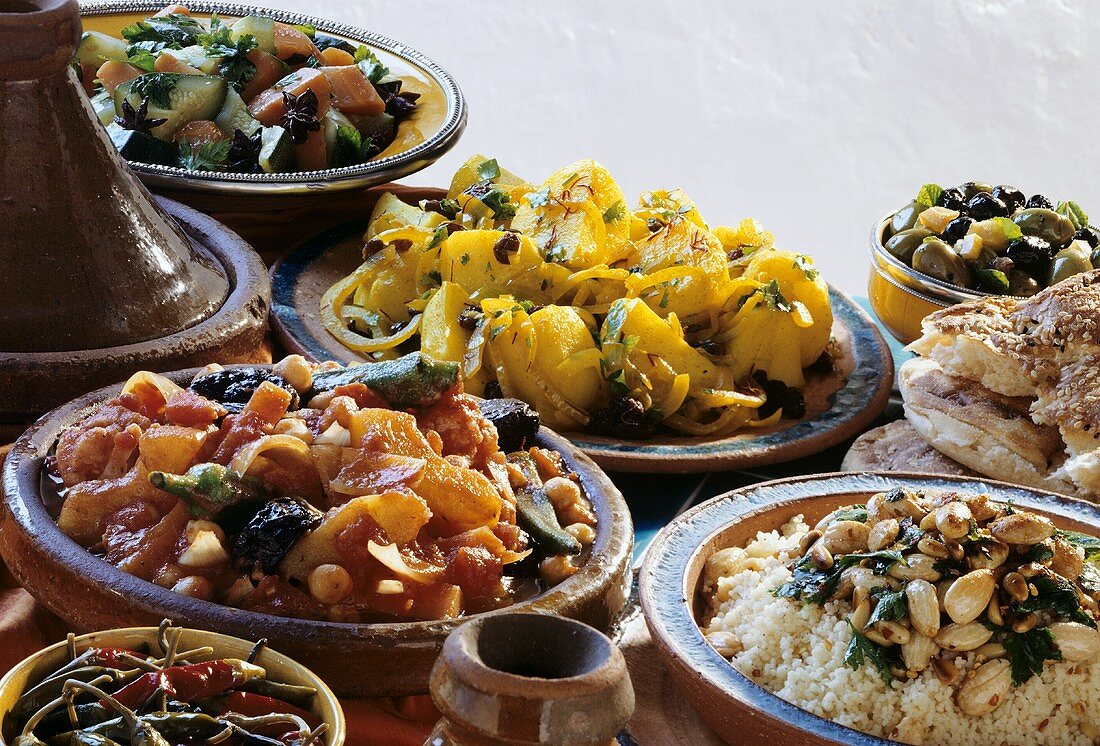 Various Moroccan dishes