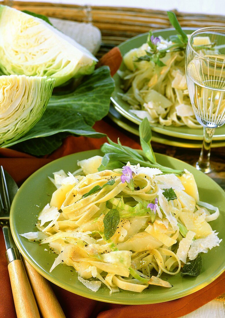Pizzoccheri: cabbage, potato & noodle stew with sage & parmesan