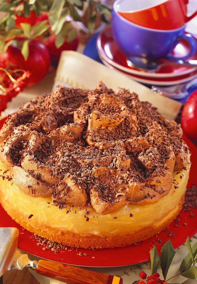 Apfel-Trüffel-Torte mit Schokoladenraspel