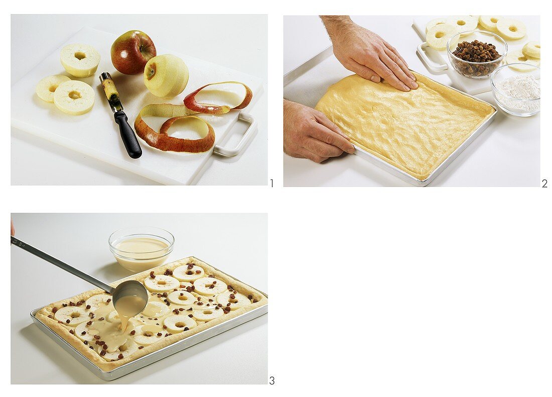 Making tray-baked apple cake