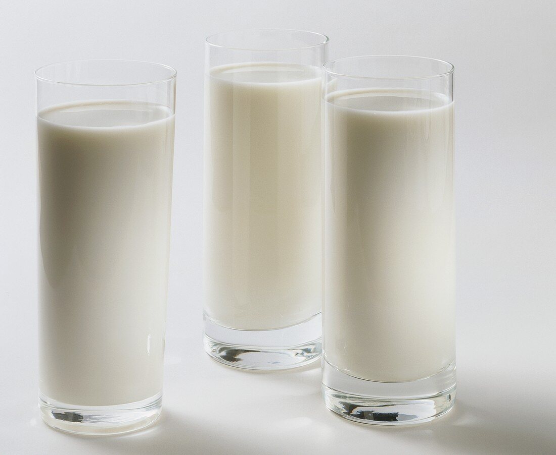 Drei Gläser Milch