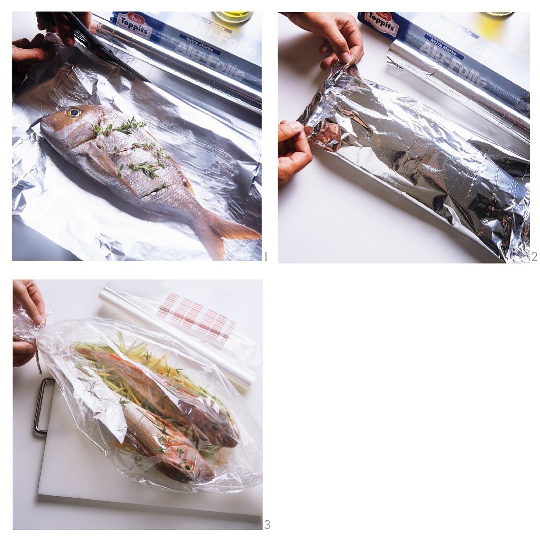 Marinating fish in aluminium foil or roasting bag