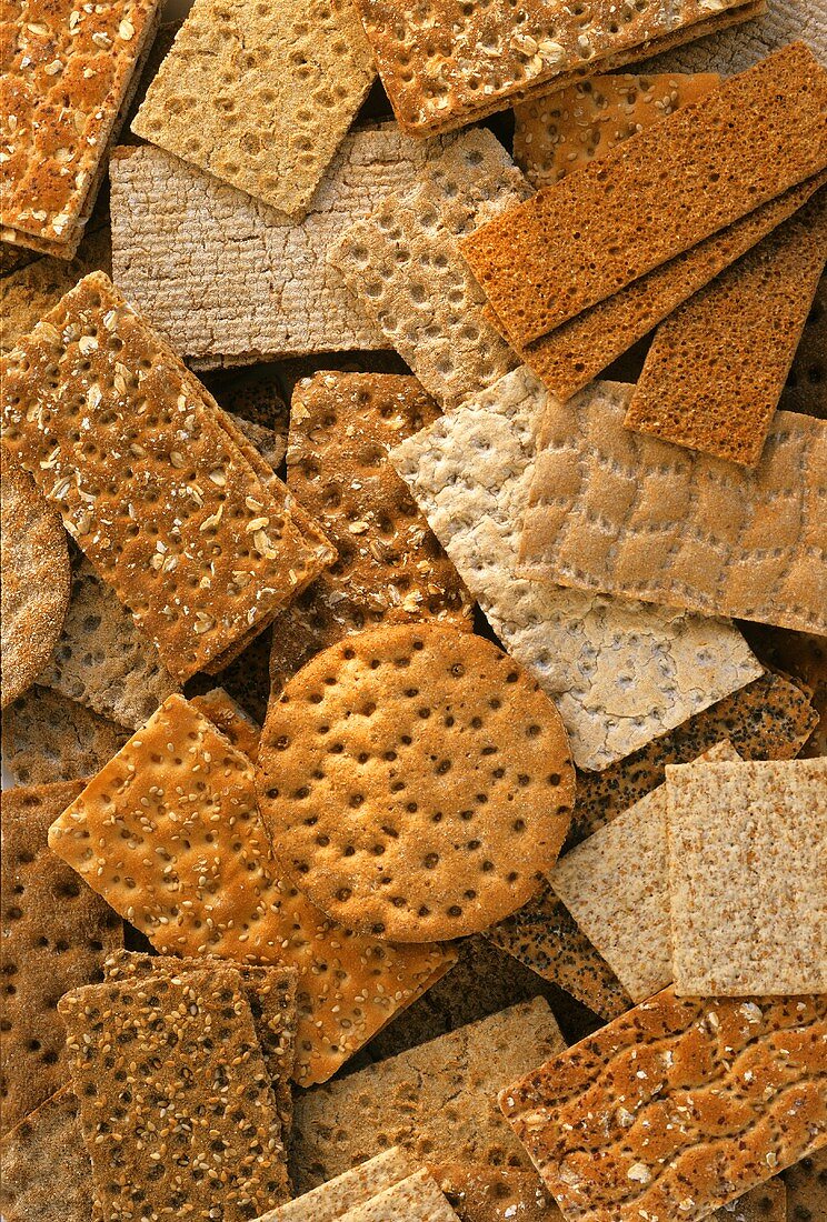 Various types of crispbreads (filling the picture)