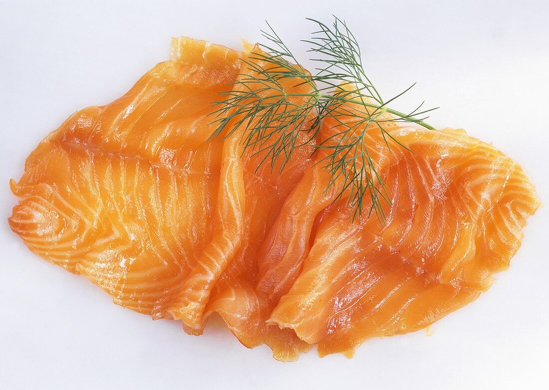 Smoked salmon slice with dill