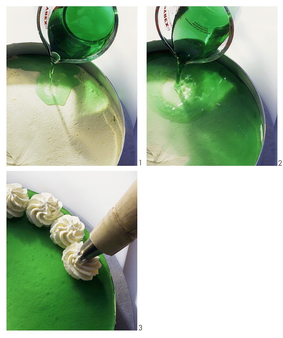 Making woodruff and champagne gateau