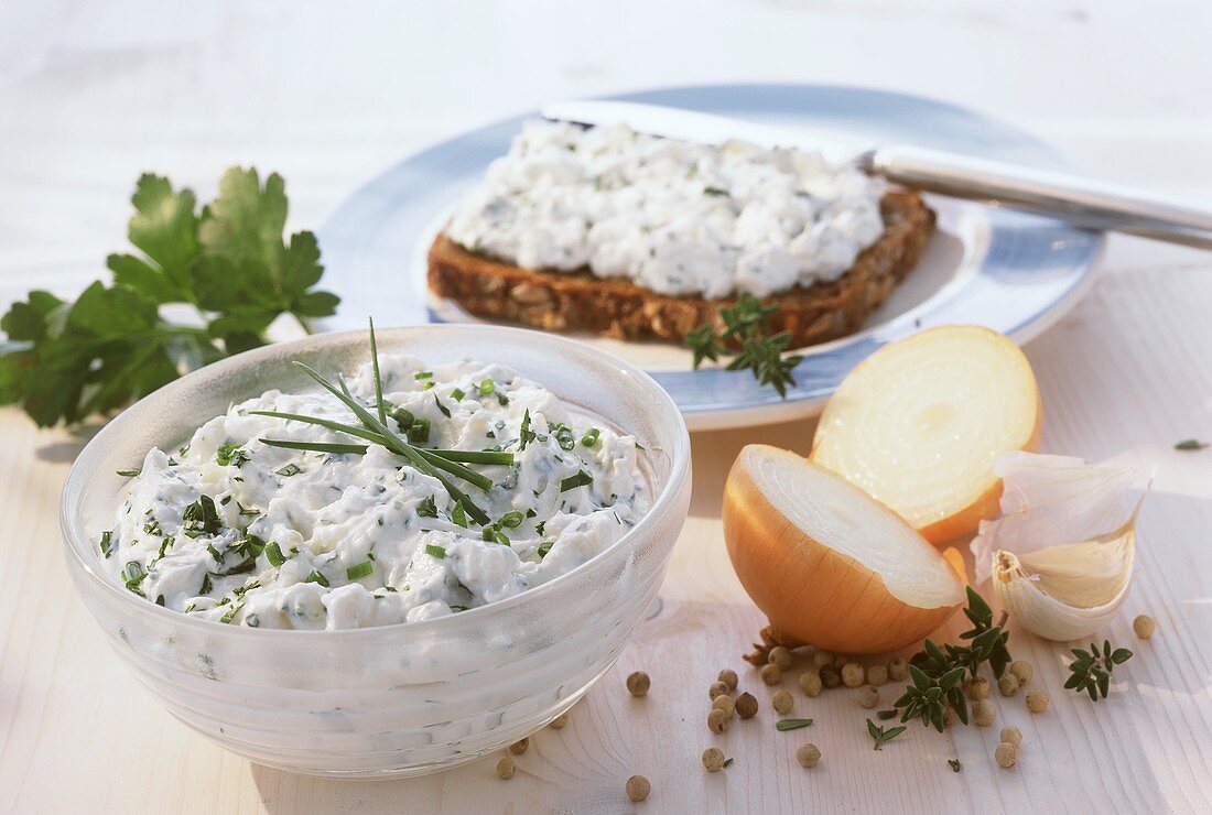 Shepherd's cream with sheep's cheese and chives