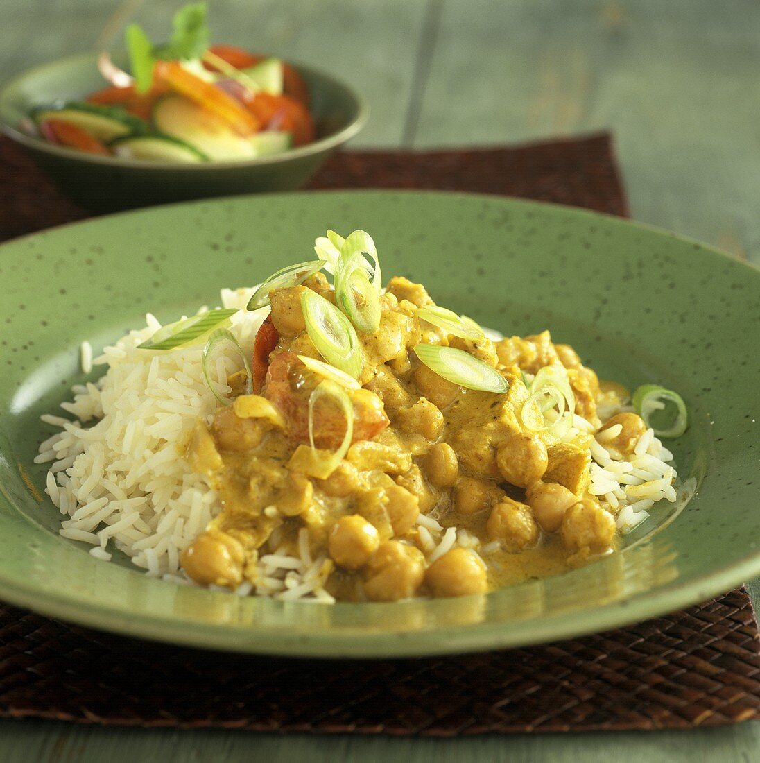 Chickpea korma (rice with chickpea and curry sauce)