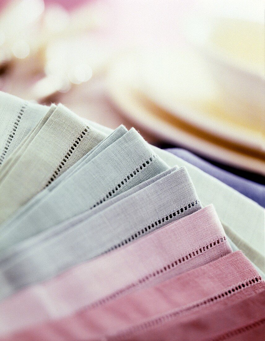 Fabric napkins in pastel colours