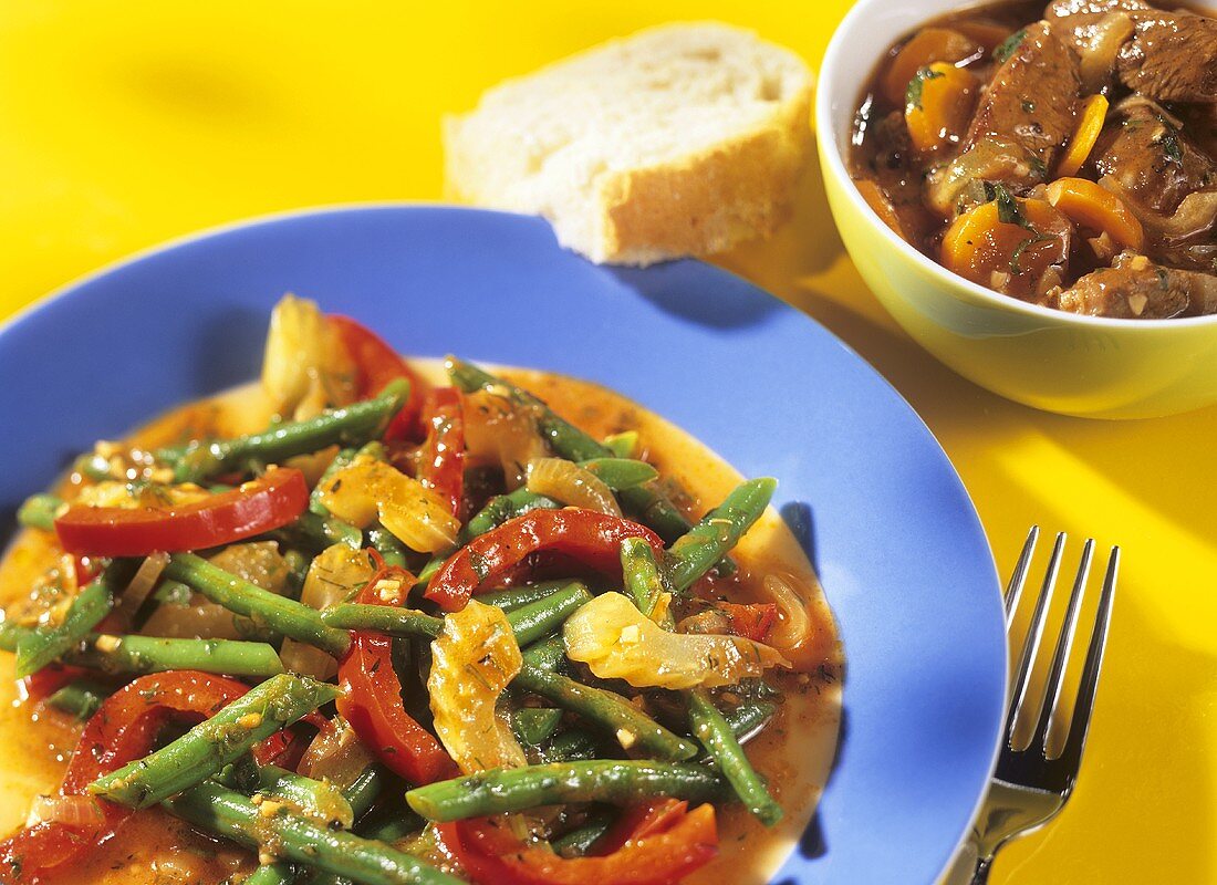 Vegetable ragout with green beans and Tuscan beef ragout
