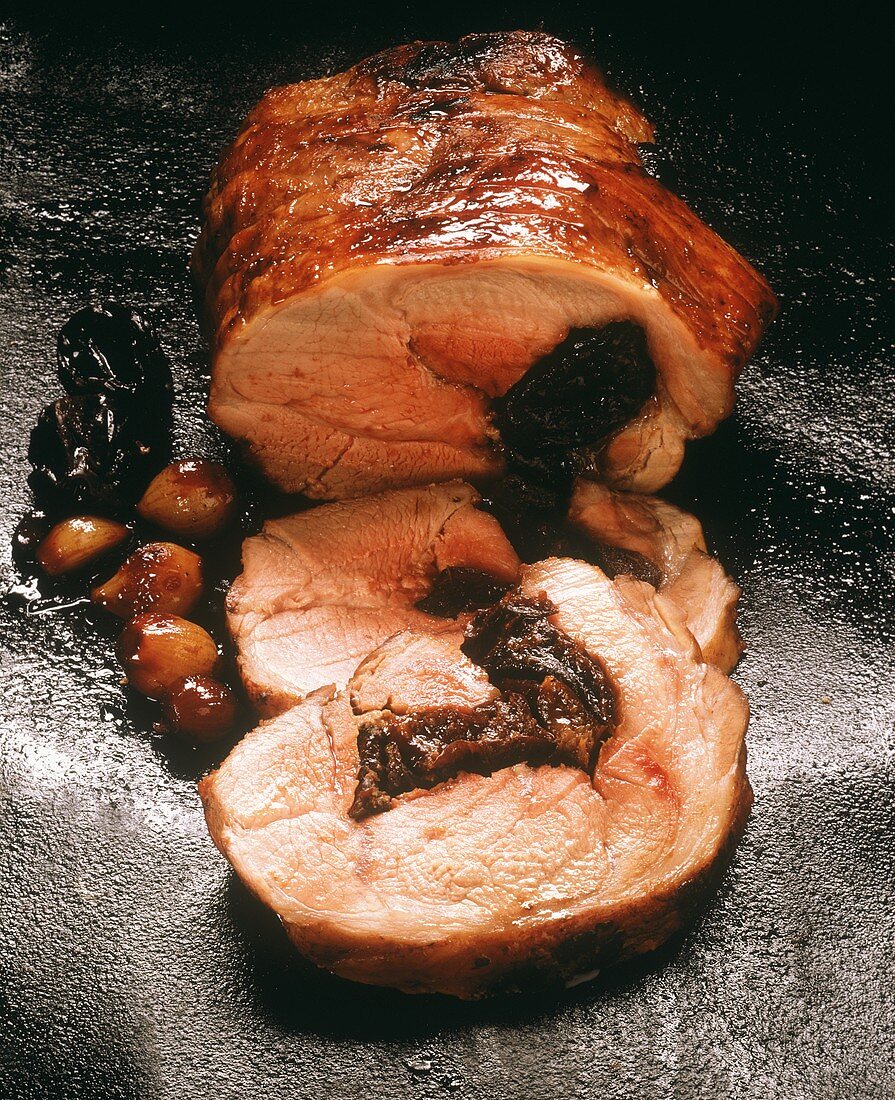 Roast pork roll with prune stuffing