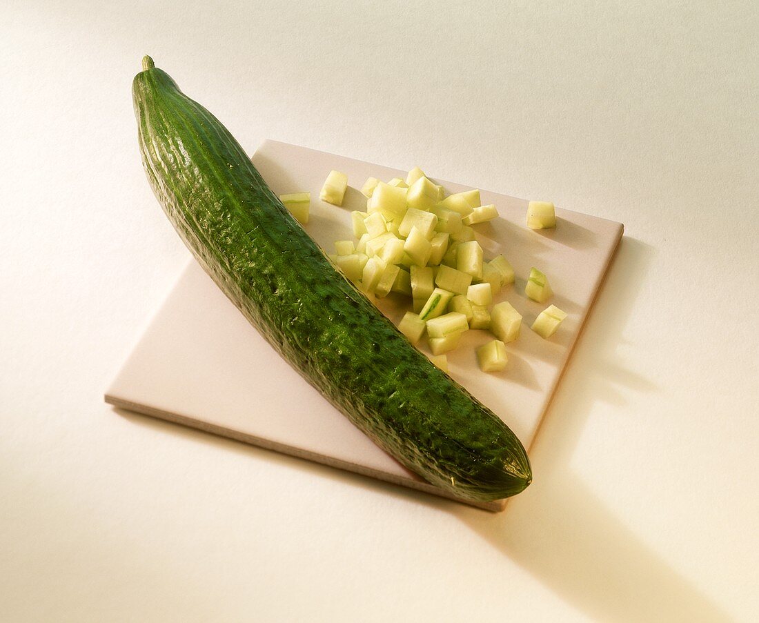 Whole and diced cucumber 