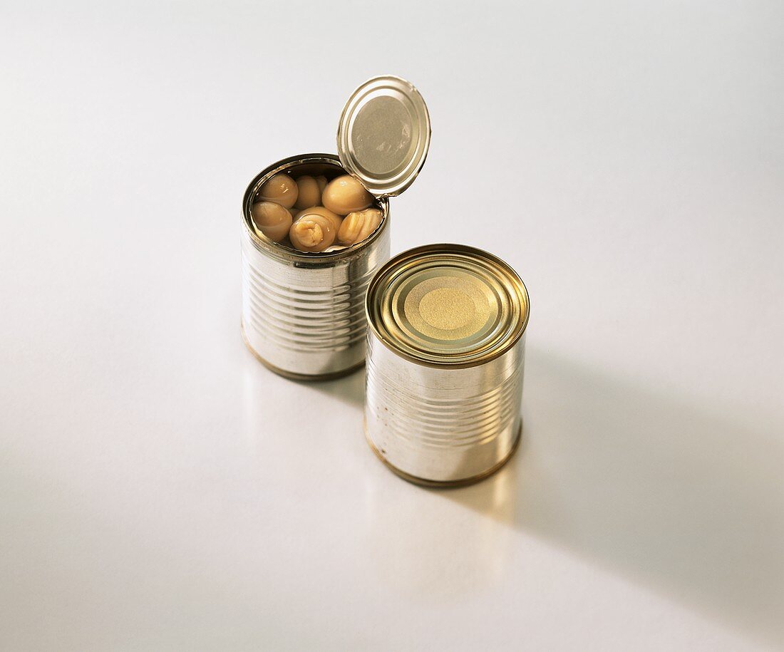 Mushrooms in two tins