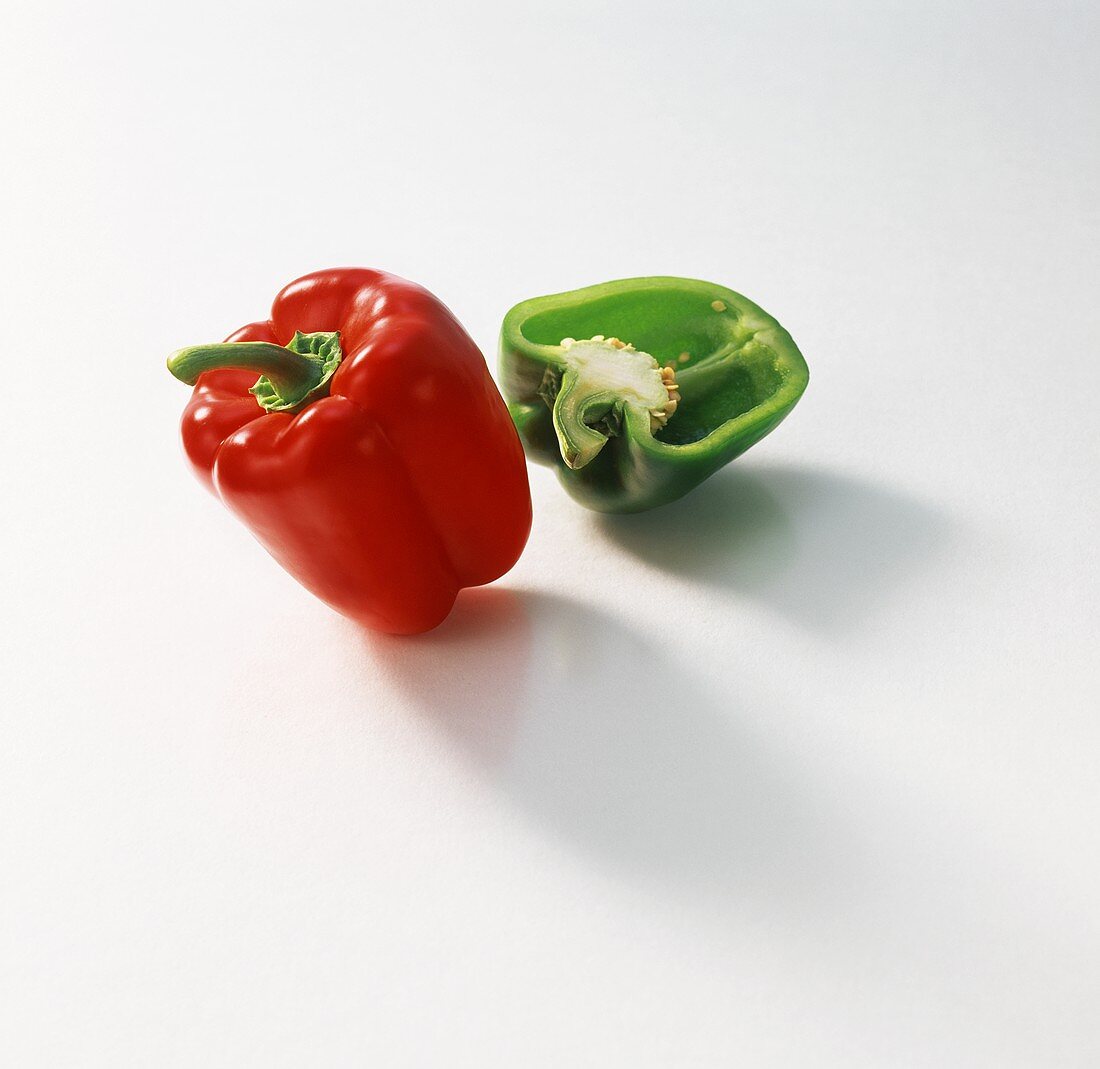 Red pepper and half a green pepper