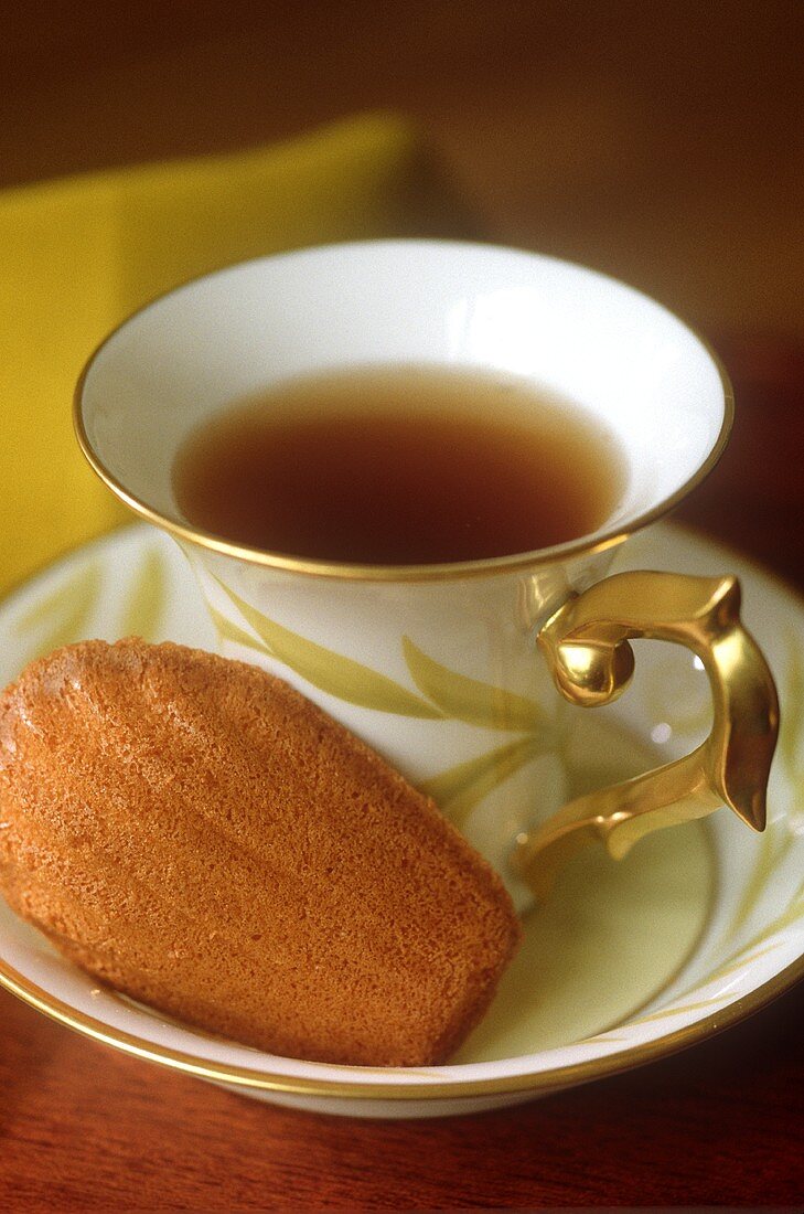 A cup of tea with a madeleine
