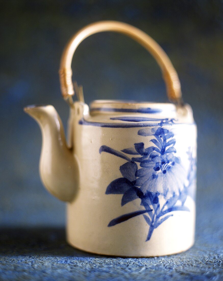 Teapot with Asian painting