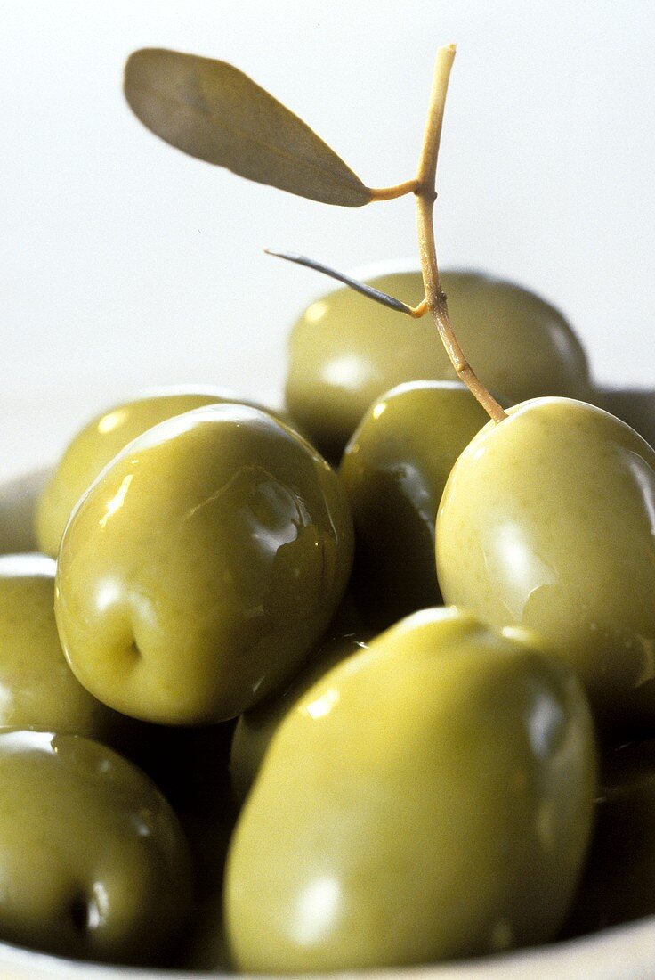 Green Olives in Bowl