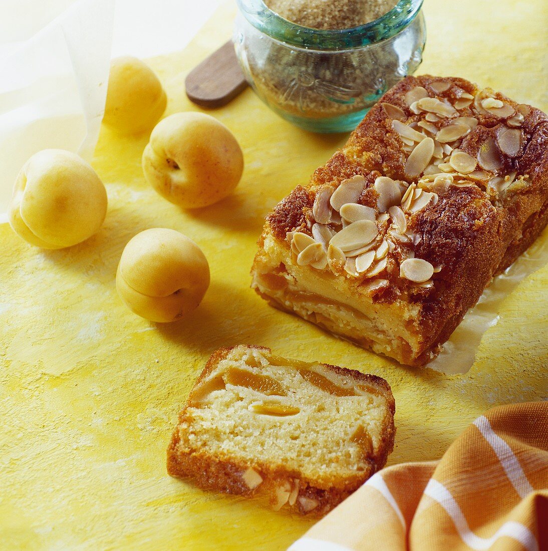 Apricot & almond cake with ingredients
