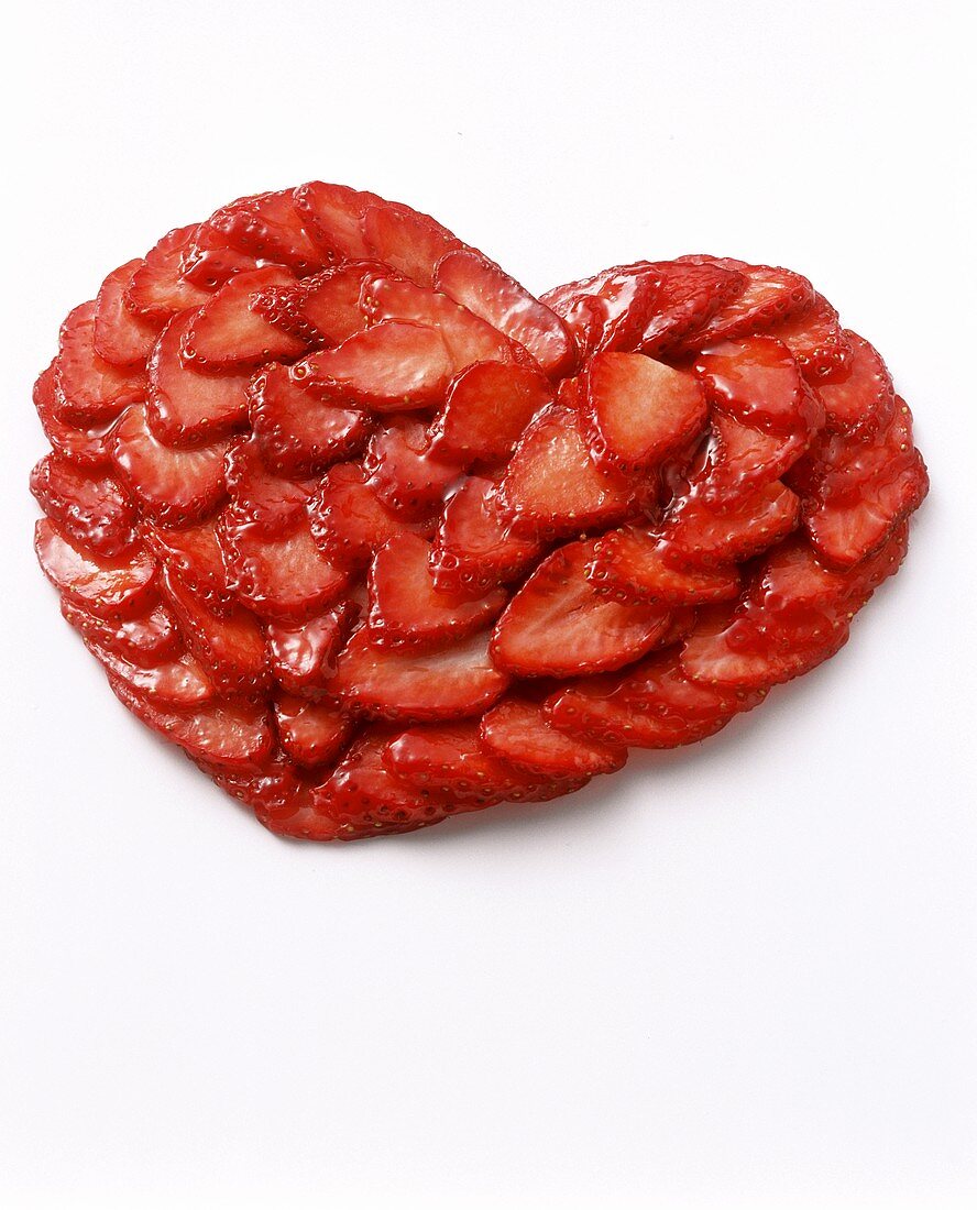 Heart made from sliced strawberries 